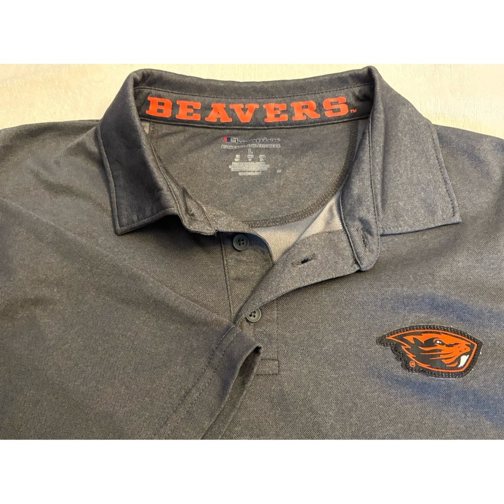 Oregon State Beavers Polo Shirt Mens Large Slate Gray Short Sleeve Champion